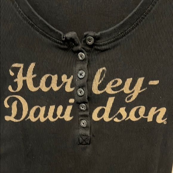 Harley-Davidson Sexy Black w Tan Logo Fitted Long Sleeve - Picture 4 of 9